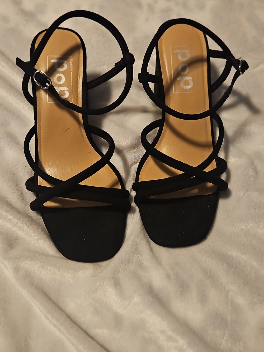 Black Strappy Block Heel Sandals